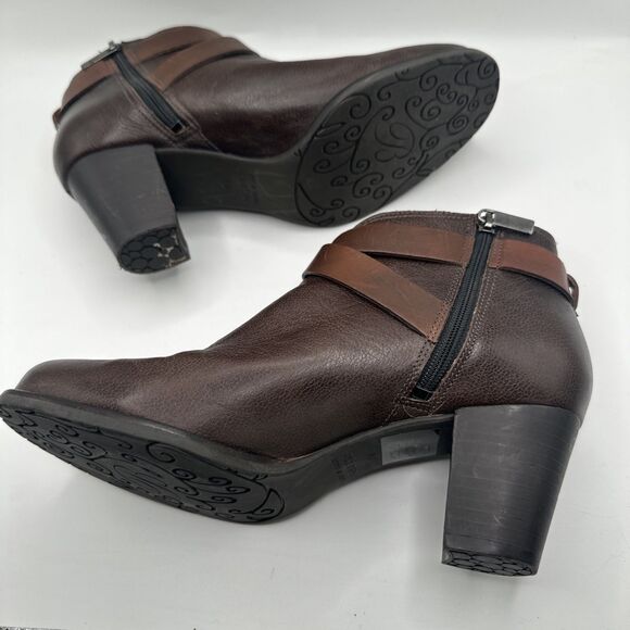 Brighton "Gaucho" Leather Brown/Black Heeled Boots Booties Size 7M EUC - Picture 4 of 6